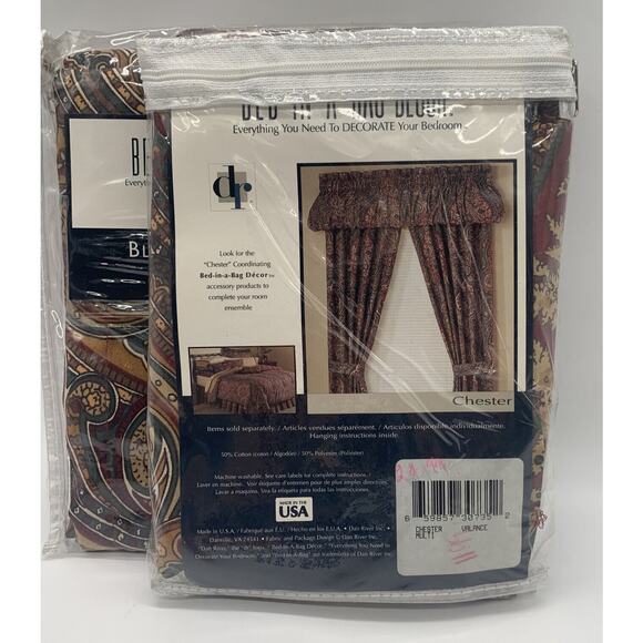 2 Vintage Dan River Blouson Valance Chester Paisley 84” x 15” NOS 1980’s - Picture 2 of 3